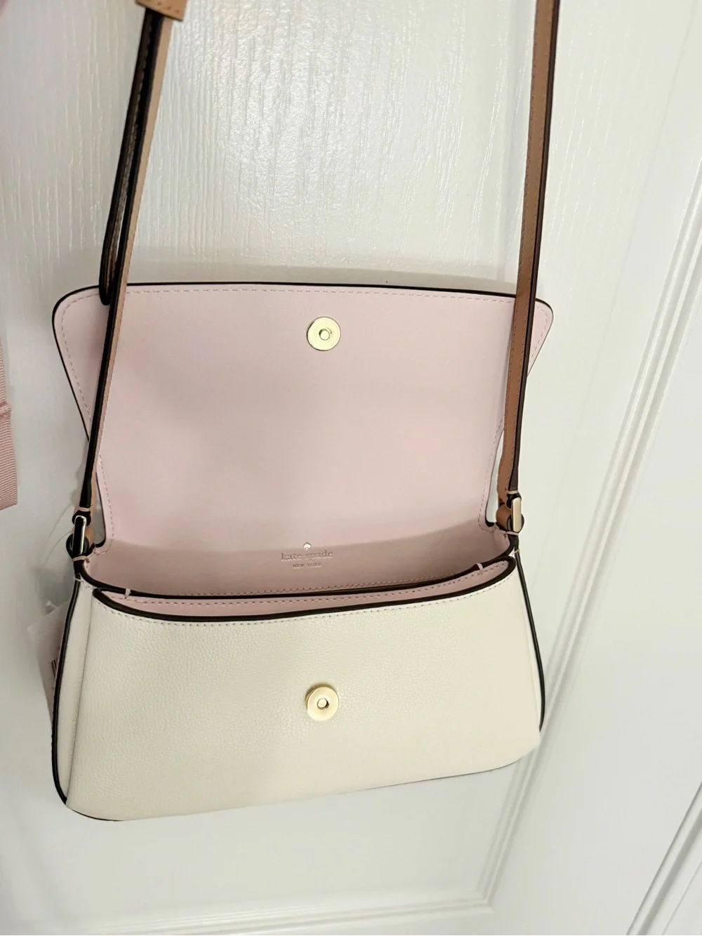 Kate Spade Pink & Cream Leather Crossbody with Adjustable Strap
